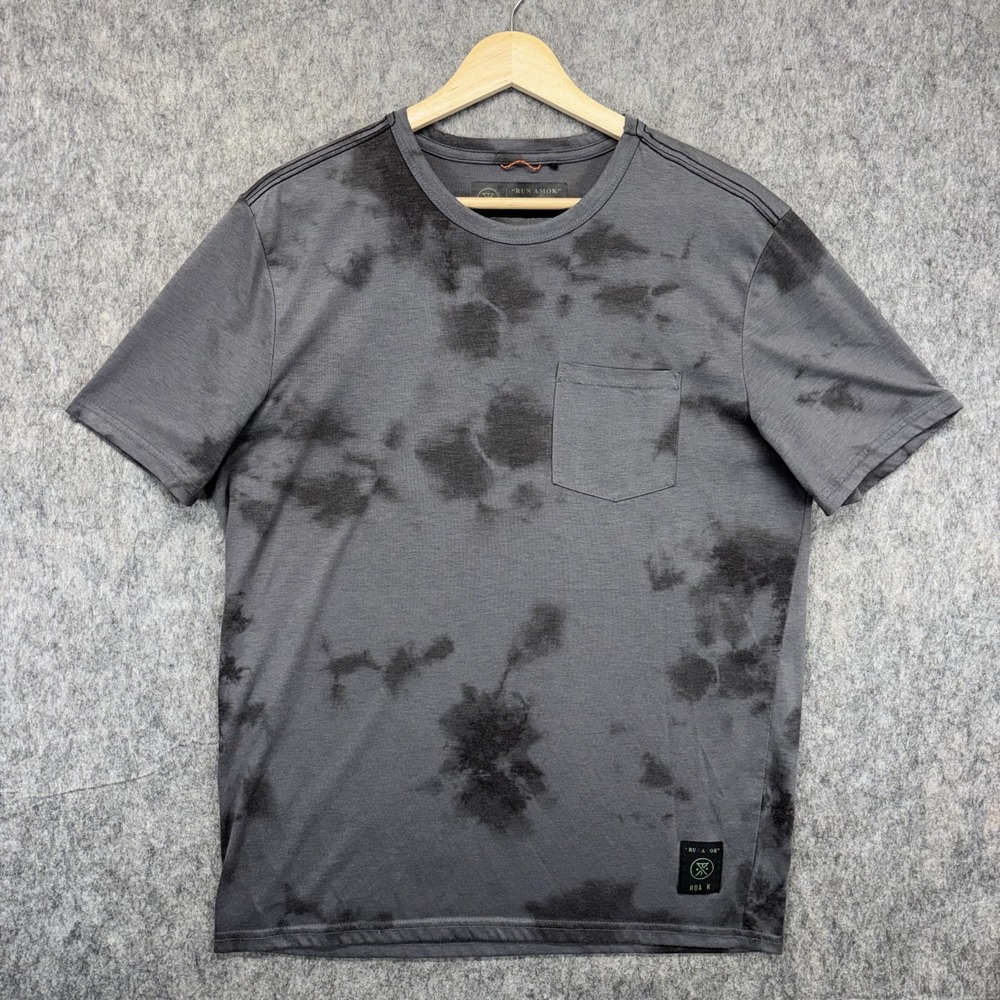 Roark Shirt Mens Medium Gray Run Amok Drirelease Tie Dye Performance Pocket Tee